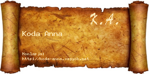 Koda Anna névjegykártya