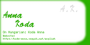 anna koda business card